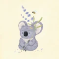 Koala z lawendą i pszczołą - uroczy plakat ze zwierzątkiem.