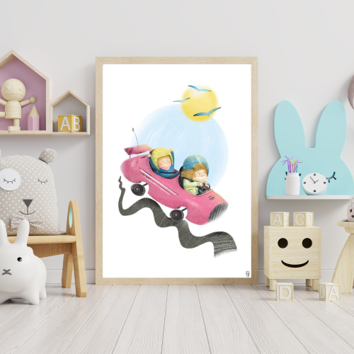 Różowy samochód pojazdy plakat.png