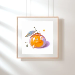 Mandarynka i króliczek w stylu kawaii - plakat dla nastolatki