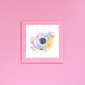 Szczęśliwa rybka w stylu kawaii - plakat dla dziecka