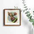 plakat z łosiem i gilem do pokoju dziecka w stylu boho