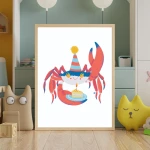 Krab urodzinowy - kolorowy plakat do pokoju dziecka