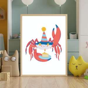 Krab urodzinowy - kolorowy plakat do pokoju dziecka