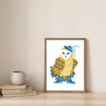 Modna sowa - kolorowy plakat do pokoju dziecka