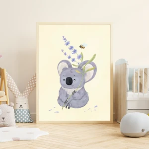 Koala z lawendą i pszczółką - plakat dla dziecka