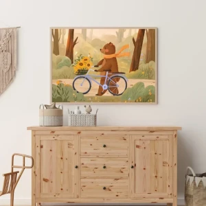 Niedźwiedź na rowerze - plakat dla dzieci 