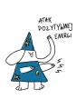 Śmieszny plakat "Atak pozytywnej energii" z kreskówkowym słoniem czarodziejem rzucającym czar