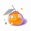 Mandarynka i króliczek plakat kawaii uroczy.webp